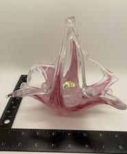 Lavorazione Murano Pink Art Glass Basket apx 7 x 7  PLEASE READ  
