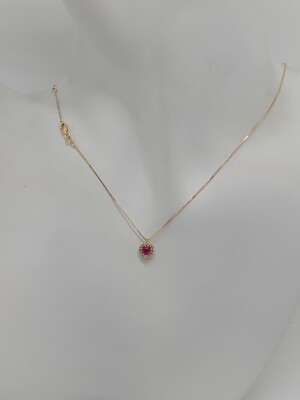 Collana Donna Con Ciondolo Elegante TOVABA - Design Oro E Rosso - Catena Regolabile Per Ogni Occasione - 5