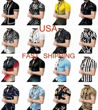 Button Down Shirt Men's Fashion Graphic Short Sleeve Casual Hawaiian Party Dress