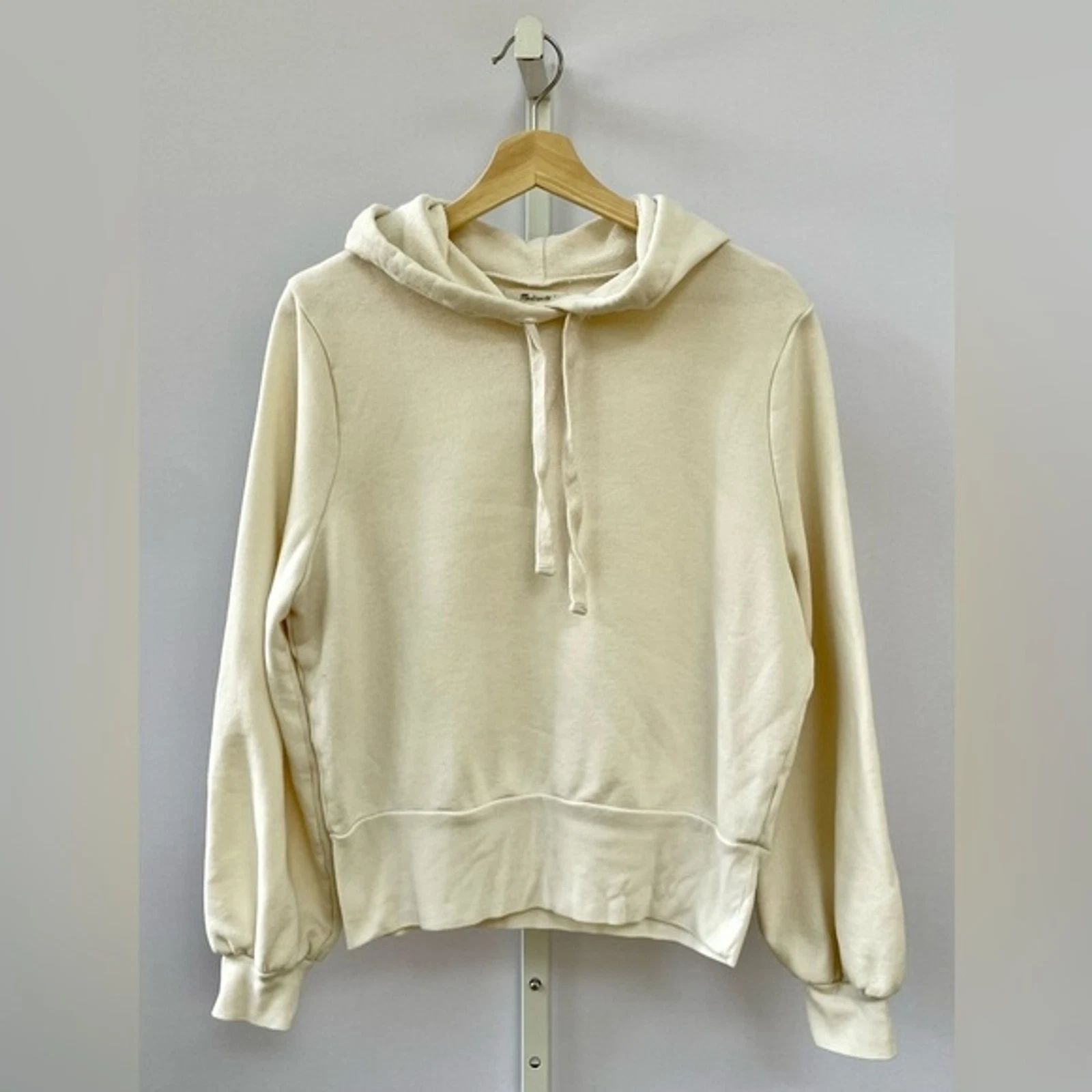 OFF WHITE Madewell Felpa con cappuccio e maniche a bolla crop panna antica Taglia M