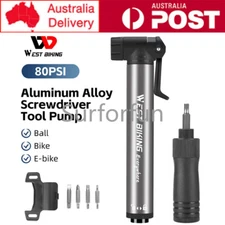 Portable Bicycle Air Pumps 80PSI Ball Bike Pump With Screwdriver Tire Inflator