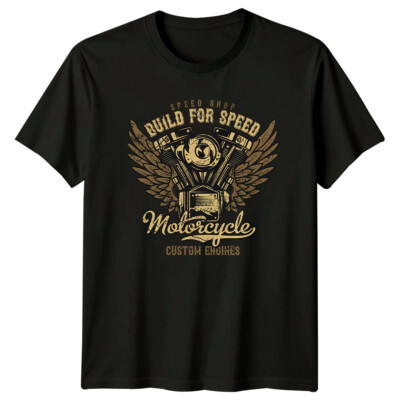 Motorrad Build For Speed Shop Herren T-Shirt Damen Tee Grafik Unisex Top