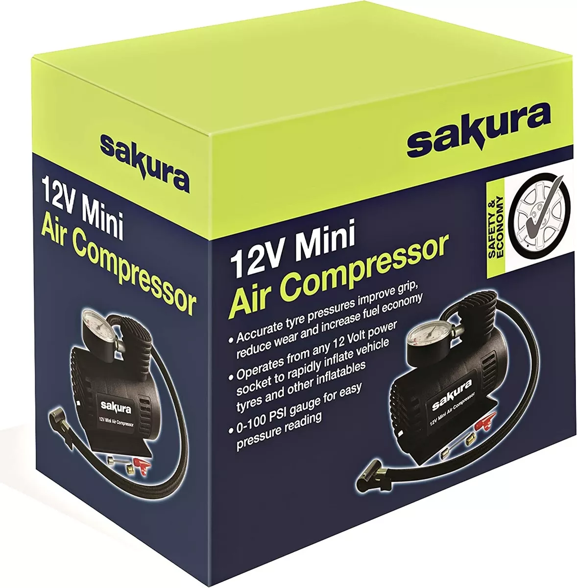Portable Mini Air Compressor Electric Tire Inflator Pump 12 Volt Car 12V
