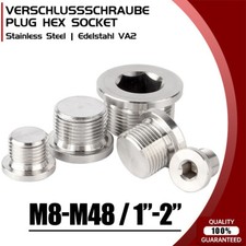 BSP Hydraulic Socket Blanking Plug 304 Stainless Countersunk End Plug Hex Socket