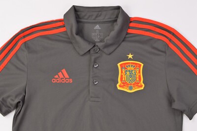 Adidas Spain 2018 Polo Shirt Jersey Dgh Solid Grey/Night Grey/Red