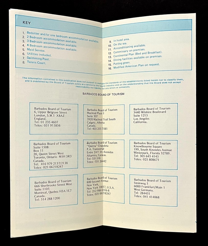 1982 Barbados Summer Apartment Rent Rates Vintage Tourist Travel