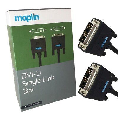 Maplin hochwertiges DVI-D Single Link 3 Meter Digital Computer Monitor Kabel