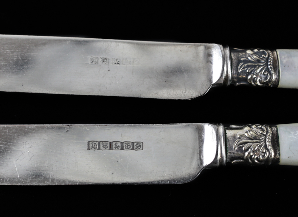 9pc Harrison Bros and Howson Silverplate Mother of Pearl
