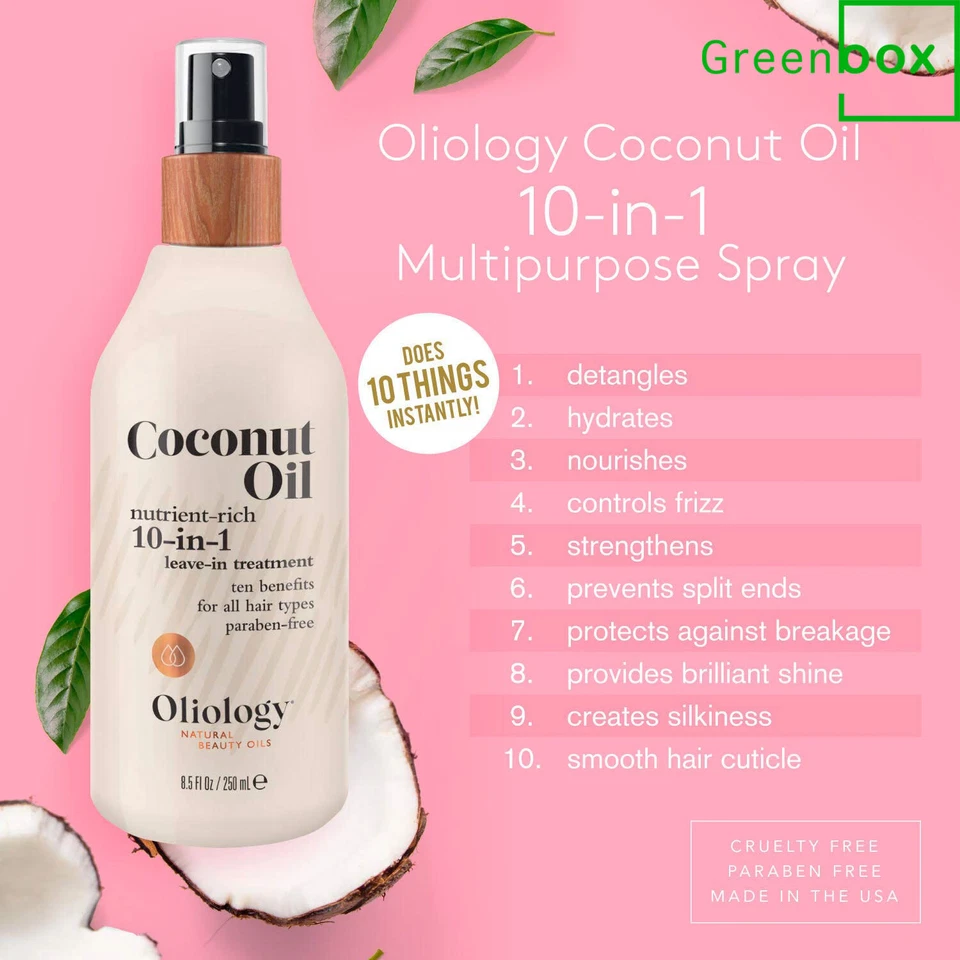 Aceite de coco Oliology rico en nutrientes 10 en 1 spray tratamiento capilar 8,5 oz Foto 2 de 4