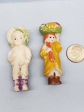 Vintage Bisque Frozen Charlotte Penny Dolls Lot of 2 Japan  2.25" tall