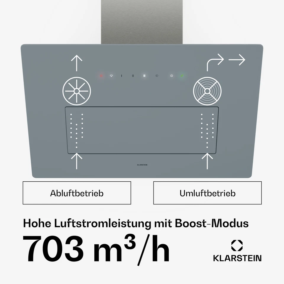 SleekAir Dunstabzugshaube OxyPure Funktion leise A+++ 717 m³/h Touch LED 60 cm - Bild 4 von 4
