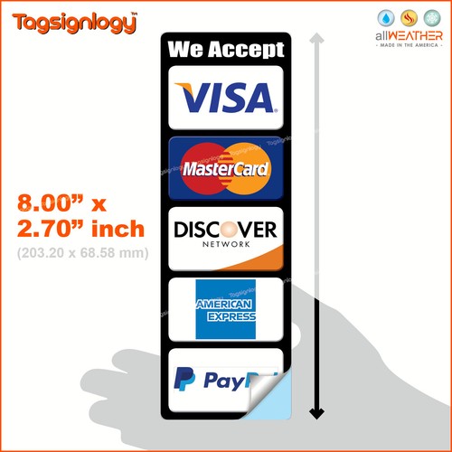 Credit Card Mobile Payment Sign Vinyl Sticker for Visa MasterCard Discover AmEx - Picture 15 of 17