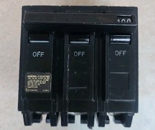 General Electric THQL32100 100AMP 3P Circuit Breaker Used Chipped