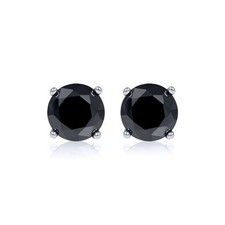0.33 Ctw Round Cut Black Diamond Solid 14K Wh...