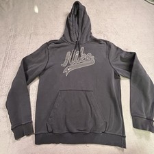 Vintage Y2K Nike Hoodie Sweatshirt Mens XL Black Graphic Pullover Script Logo