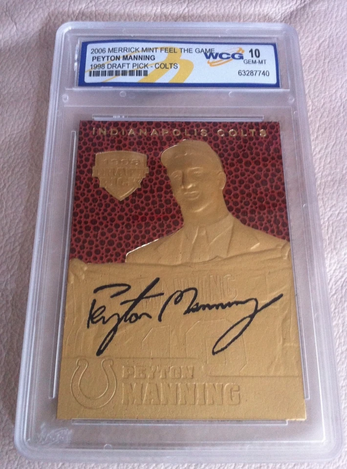 PEYTON MANNING AUTOGRAPHED 1998 PICK 23KT GOLD Graded GEM MT 10 RETRO ROOKIE - Image 2 of 3