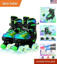 Kids Roller Skates for Boys Girls Kids 4 Size Adjustable Sequins Quad Skates ...