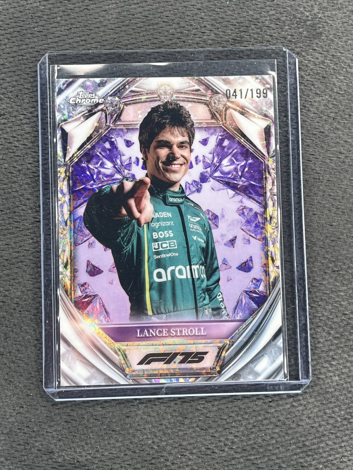 2025 Topps Chrome F1 LANCE STROLL  /199 Purple Mini-Diamond Refractor #D75-10