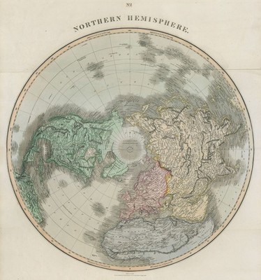 ''Nordhalbkugel''. Arktis Europa Asien Afrika Amerika. THOMSON 1817 alte Karte