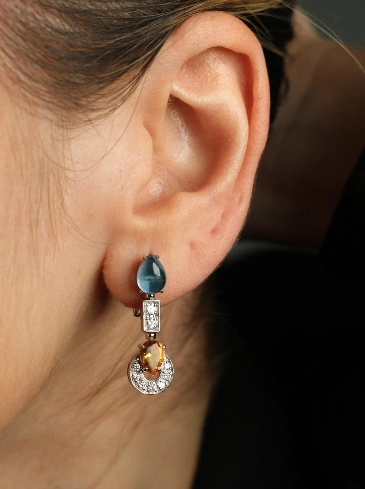 Pendientes Bulgari Multi-Gema Allegra Oro Blanco 18K Clip Ons Foto 3 de 4