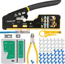 High-Performance RJ45 Crimping Tool Kit with Mini Stripper and Covers Included