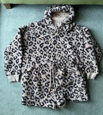 F&F Tesco Loungewear Super Cosy Hoodie Jumper & Shorts in Leopard Animal Print