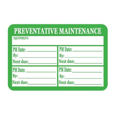 Preventative Maintenance Stickers Labels,3x2 Inch Green Self 3x2