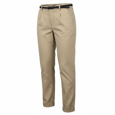 Maison Scotch Damen Hose W30/L32 Sand Brown Slim Baumwolle Stretch Schlitz Fach