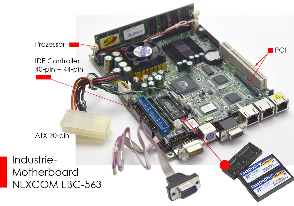 NEXCOM EBC-563 Industry Motherboard With Floppy + Ide Controller DIP32 Slot V666