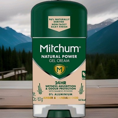 Mitchum Men's 6 Pack Natural Deodorant Amber and Sandalwood Gel Cream Roll On