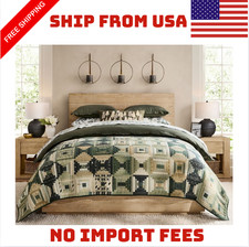 Pottery Barn Jaxson Reversible Quilt Full/Queen Color Green Multi NEW