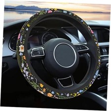 Car Steering Wheel Cover for Women Men, Non-Slip Multicolor Wildflower