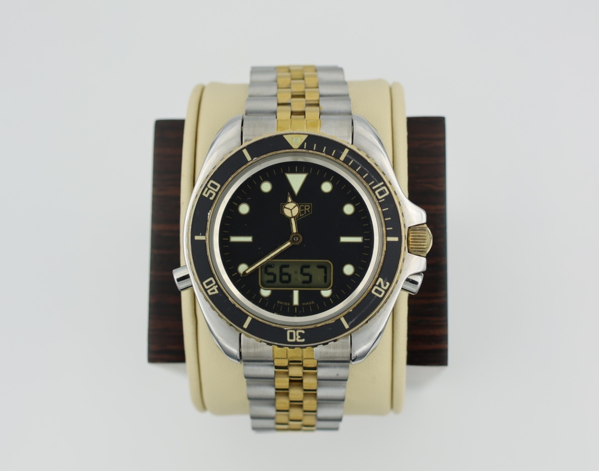 ★ジャンク★TAG Heuer Pre TAG Heuer Jumbo 980.027 Mens 1000 Series Watch Black Gold Ana