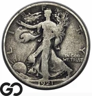 1921-D Walking Liberty Half Dollar, Low Mintage Key Date Denver Issue