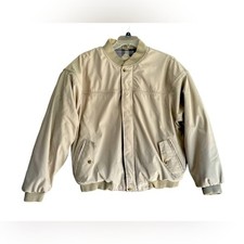 Vintage La Paz by Catalina Tan Bomber Jacket With Flannel Lining, Size Large