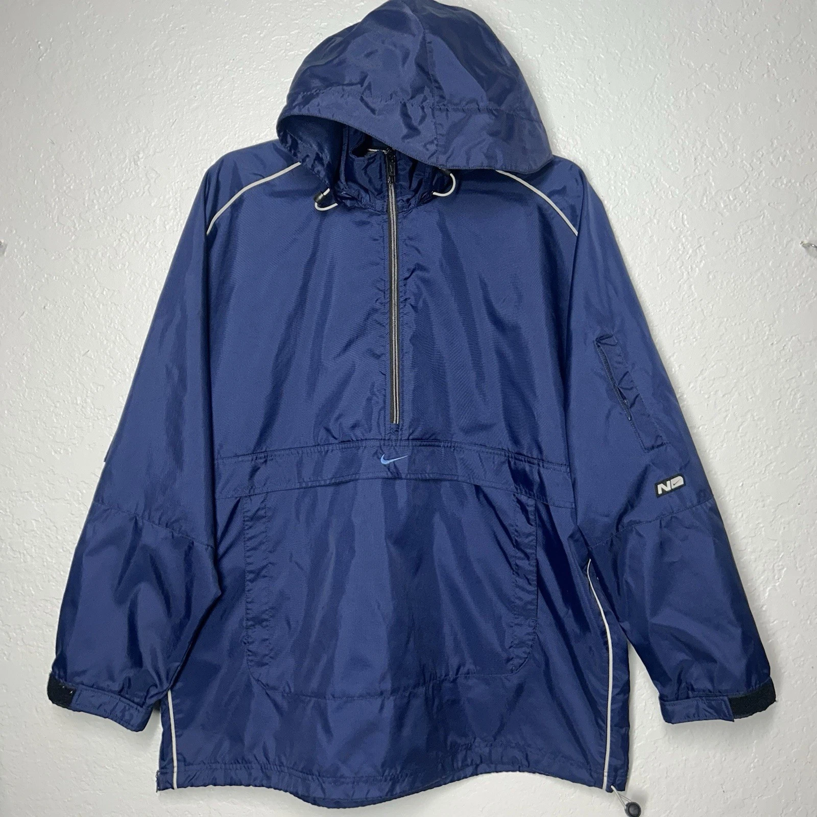 Vintage Nike Center Swoosh Windbreaker Jacket Men’s Size XL Packable 1/2 Zip