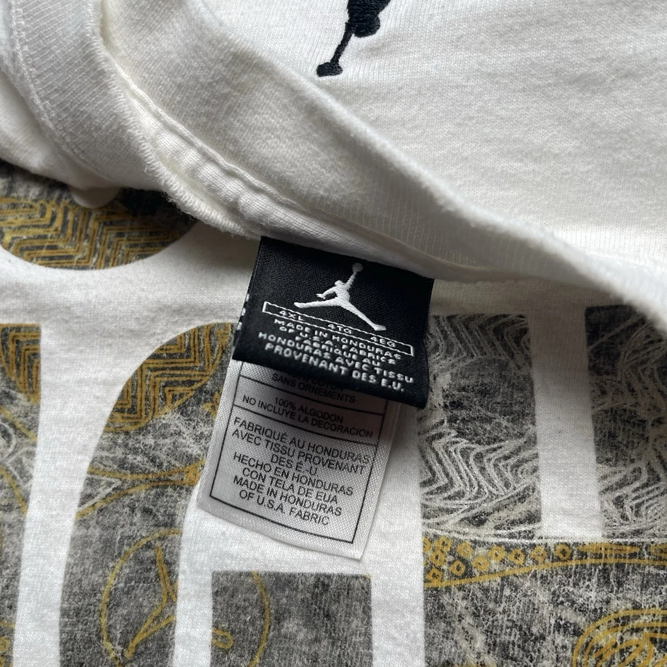 Camiseta blanca vintage Air Jordan para hombre con logotipo de Jumpman How High Can You Fly 4XL Foto 2 de 4
