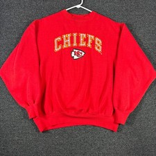 Vintage 90s Logo 7 Kansas City Chiefs Crewneck Sweatshirt Red XL Embroidered NFL