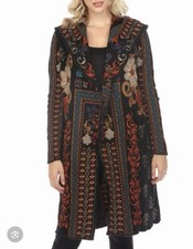 Johnny Was Wrap Hoodie Cardigan Sweater Xs Fits S Too Embroidered 690
