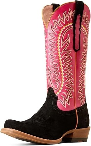 New $229 ARIAT Derby Monroe Western Boot Black Roughout Kissable Pink Womens 7 B - Picture 4 of 11