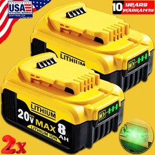 2 Pack 8.0Ah Battery for Dewalt 20V XR DCB180 DCB182 DCB184 DCB200 DCB201 DCB202