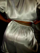 VTG SATIN SHINY LIQUID BOWS PJS PANTIES SHIRT TOP SET IMPORT 80S L F. WEST ESQUE