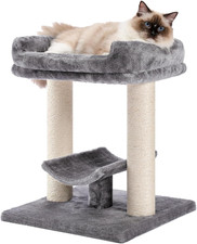 19" Scratching Post, Cat Tree Tower, 100 Natural Sisal Scratcher with Large Plu