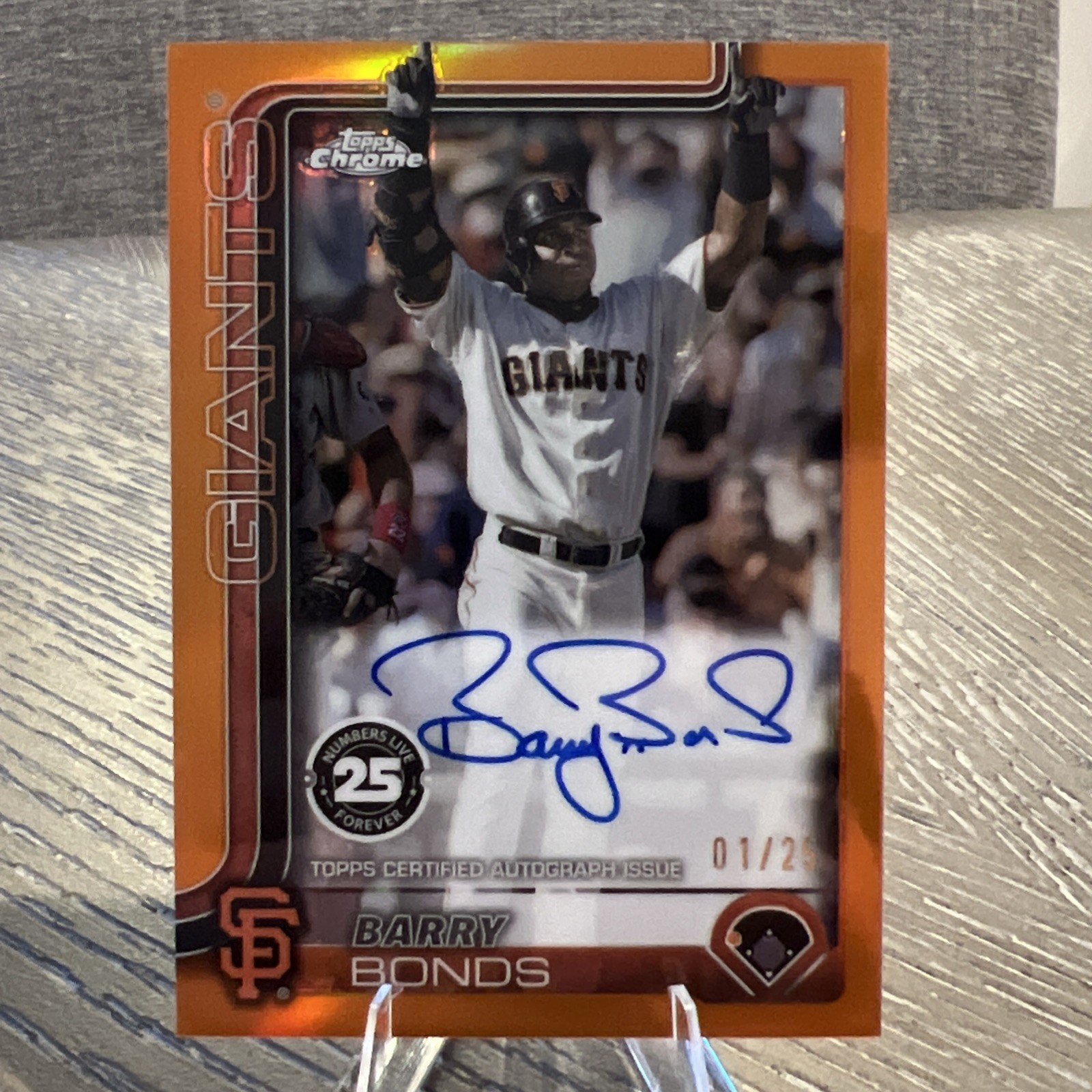 2025 Topps Chrome Barry Bonds 1/25 Numbers Live Forever On Card AUTO  #NLF-BB 