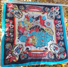 VTG DEUTSTCHLAND GERMANY FABRIC CLOTH MAP TOURIST DESTINATIONS TRAVEL TOURISM