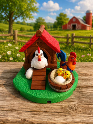 Chicken Tiny Farm Connector Piece 4.5x5.5 | 3D Printed Farm Animal Playset Scene
