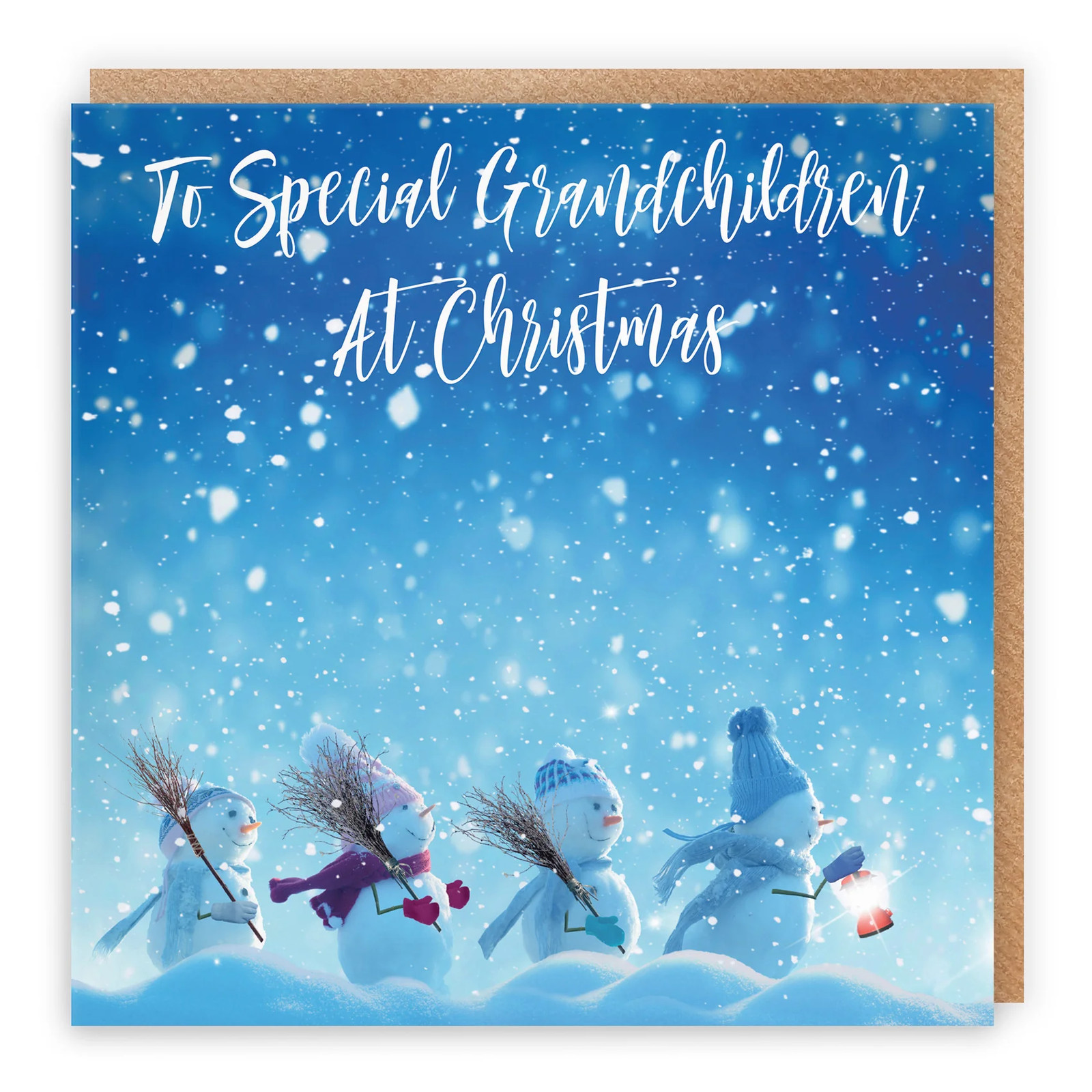 Grandchildren Snow People Christmas Card