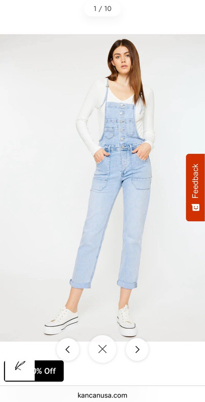 KanCan Los Angeles Light Wash Blue Denim Overall Jumpsuit Women’s S Pockets