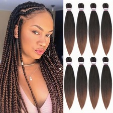 Braiding Hair Pre Stretched 18 Inch 8 Packs, T1B/30 Ombre Yaki Texture