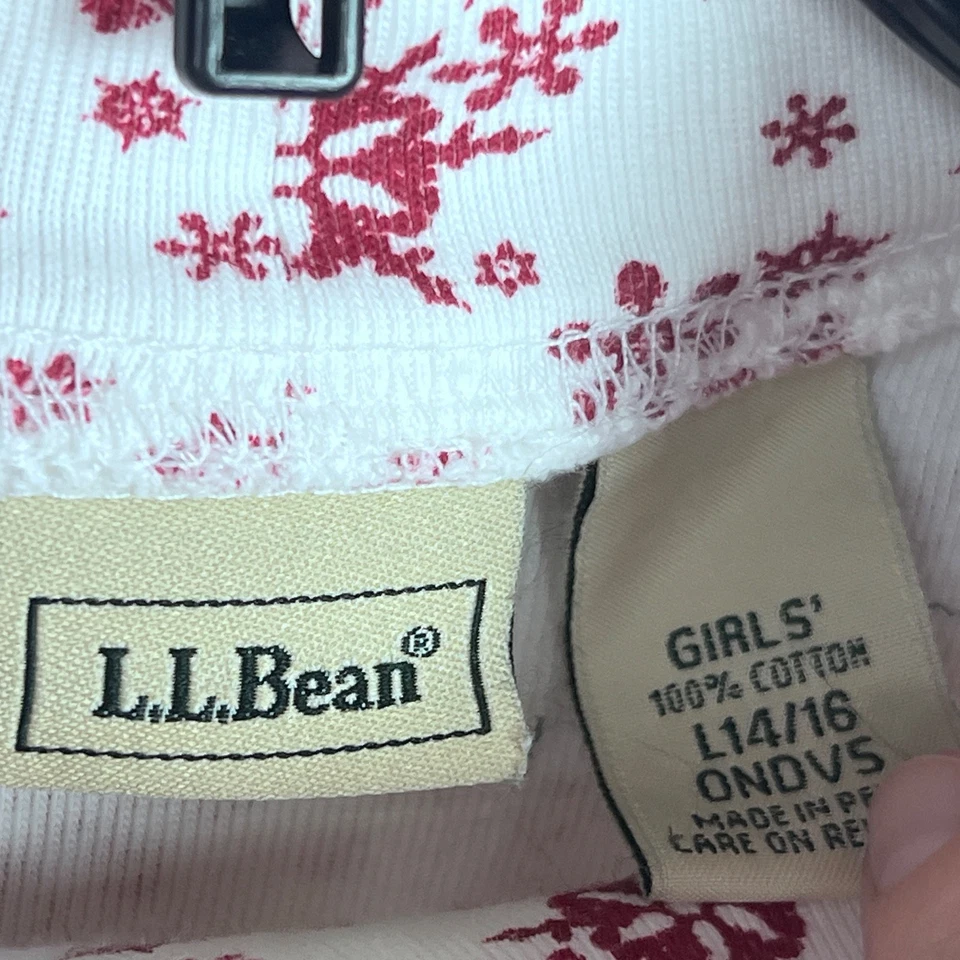 LL Bean верхний девочек L красный белый водолазка футболка снежинка графический длинным рукавом - Изображение 4 из 4